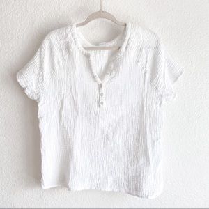 Gap white cotton short sleeve boxy blouse small